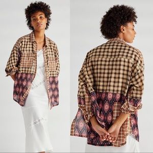 Free People High Seas Mixed Button Down